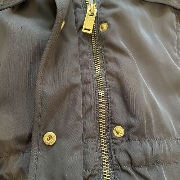 Zara Basic Black Zip Hooded Pockets Cinched Waist Windbreaker Jacket Size M - Picture 10 of 13